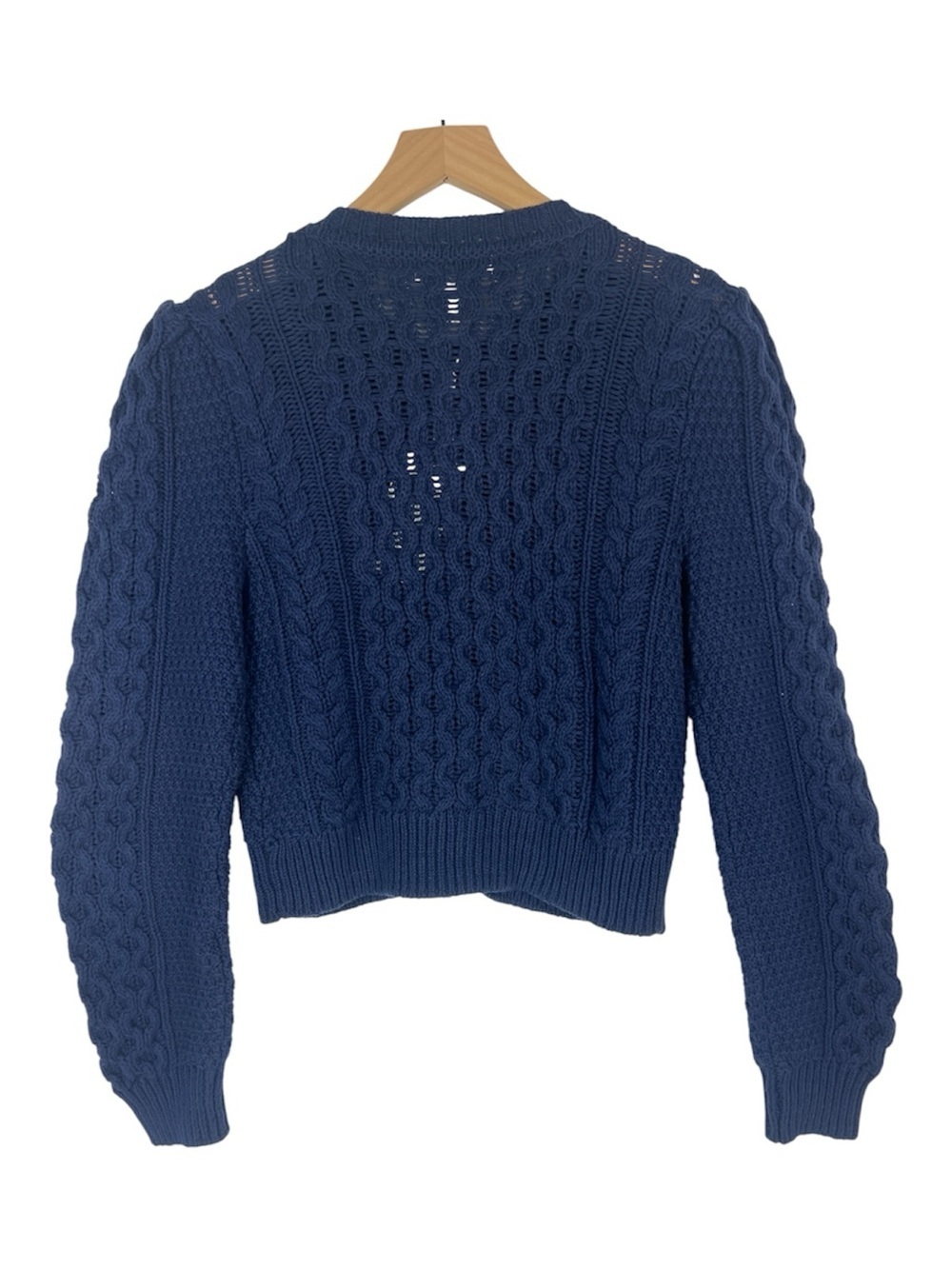 Caroline Constas Sz S Blue Cable Knit Rhiinestone Embellished Cardigan NWT - Picture 2 of 11